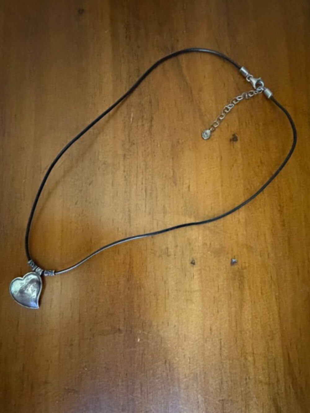 Genuine Retired SILPADA Etched Silver Etched Heart Necklace/Black Leather Cord
